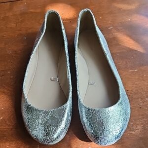 Express Shimmering Silver Women's Flats 8